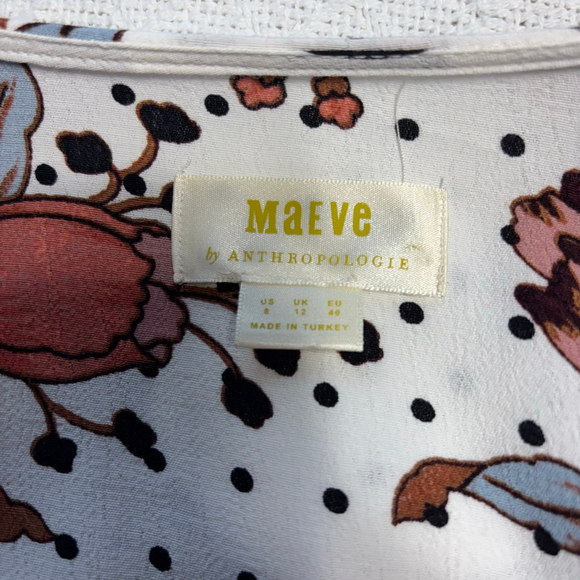 EUC Anthropologie Maeve Aubrey floral/polka dots cream, rose, and brown. Size 8 - Picture 6 of 11